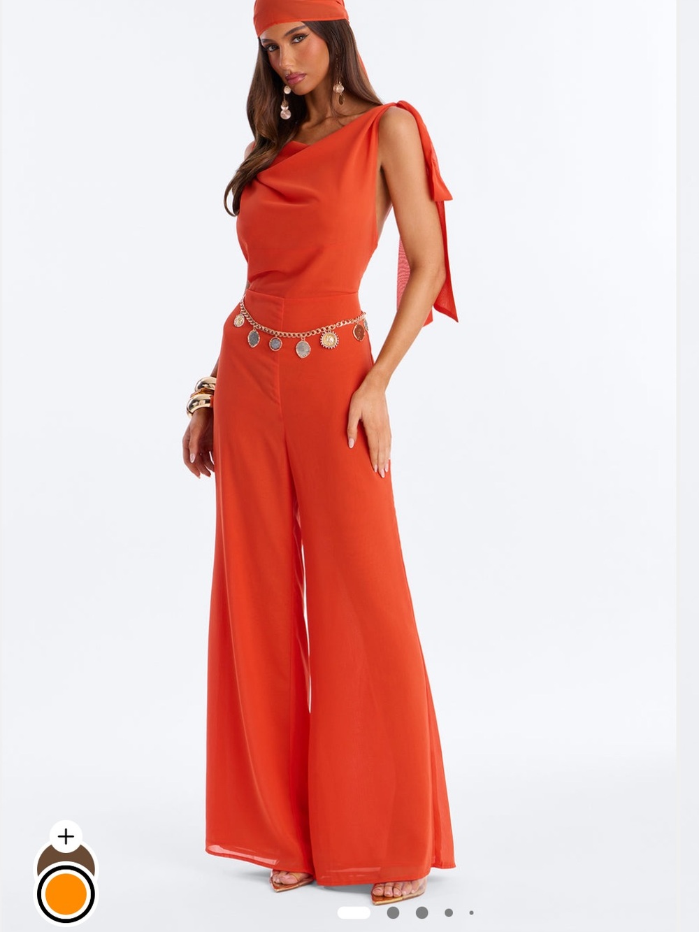Fashion Nova Red Orange Wide-Leg Jumpsuit